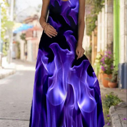 Oversized Summer Long Dress Women Sleeveless Plus Size 5XL L
