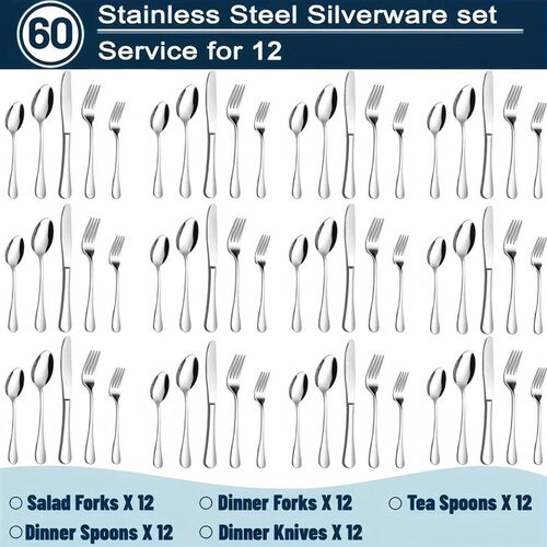 60/20 Pcs, stainless steel silverware set, kitchenware knive
