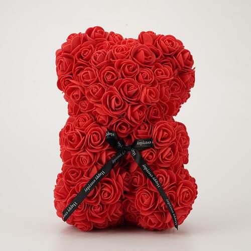 25cm Rose Bear Artificial Flowers with bear Christmas Valent