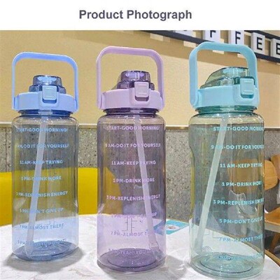 2 L Adult Straw Plastic Water Bottle Large Portable Travel