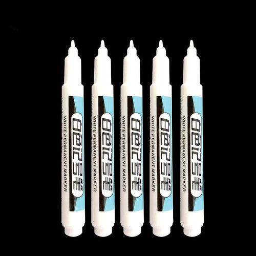 5Pcs White Permanent Paint Pen Set for Wood Rock Plastic Lea