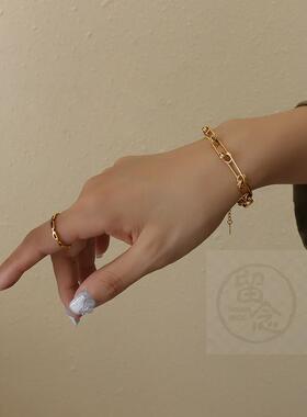 。French style paper clip pin chain neck chain collar titani