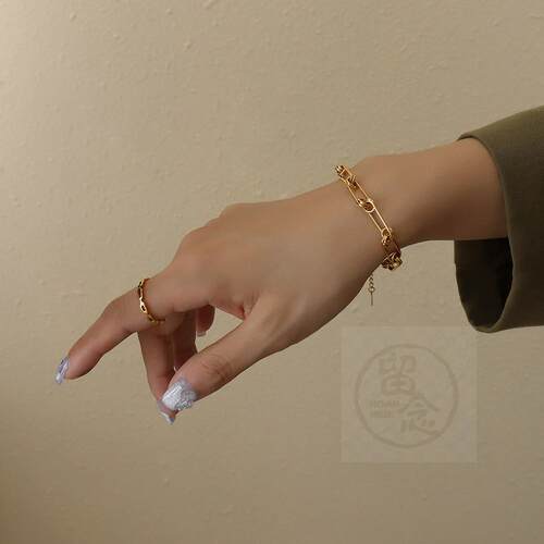 。French style paper clip pin chain neck chain collar titani