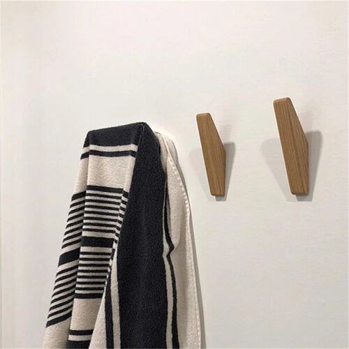 1pcs Natural Wood Clothes Hanger Wall Mounted Coat Hook Deco
