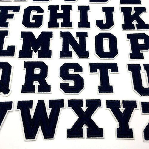 Navy Blue Letters Embroidery Patches Applique Diy Alphabet I