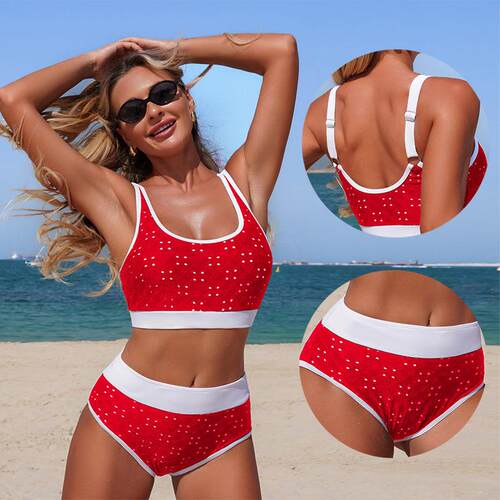 2026 swimsuit new bikini hole fabric split swimsuit比基尼