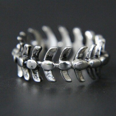 Vintage Gothic Rock Hip Hop Bones Mens Rings For Punk Fish B