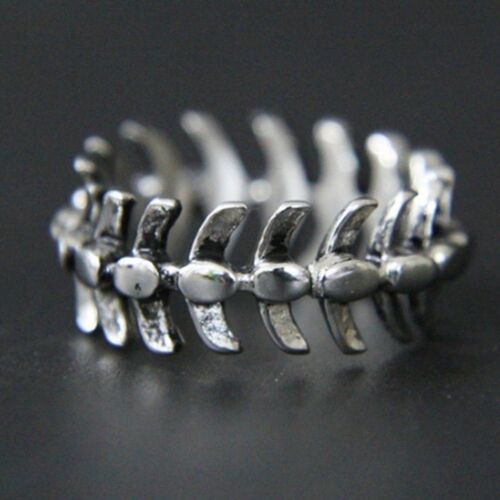 Vintage Gothic Rock Hip Hop Bones Mens Rings For Punk Fish B