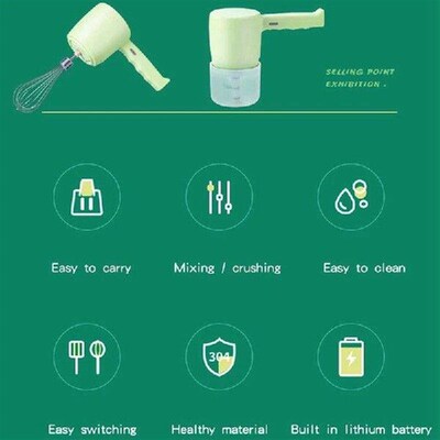 Kitchen Electric Hand Mixer 3 Speed, Cordless Handheld