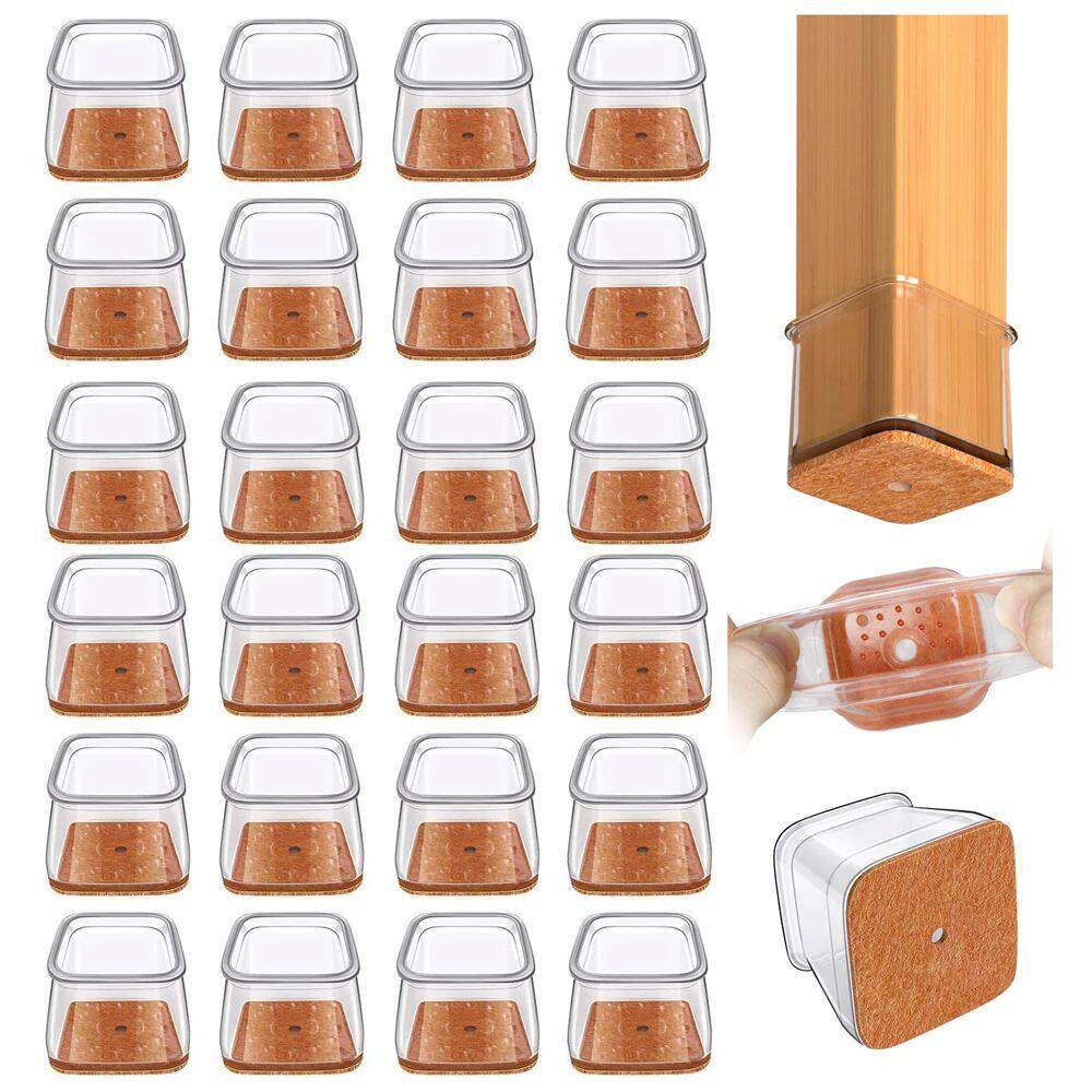 24pcs Square Chair Leg Floor Protectors, Furniture Pads for