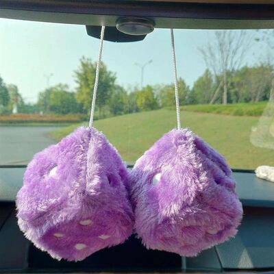 Fuzzy Plush Dice with Dots Retro Square Plush Hanging Mirror