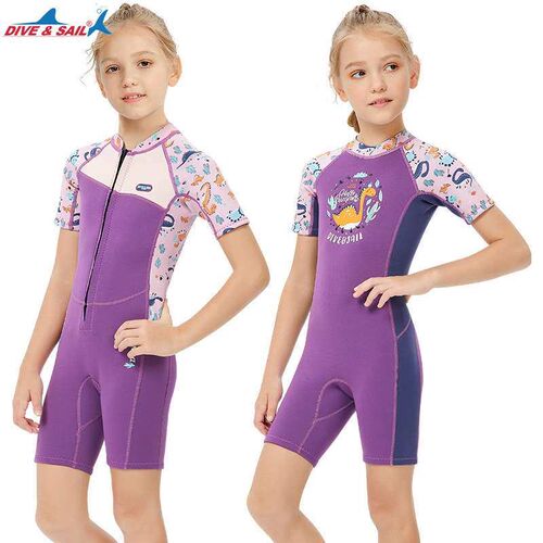 New 2.5MM Childrens Diving Suit Girls Swimsuit One-piece S