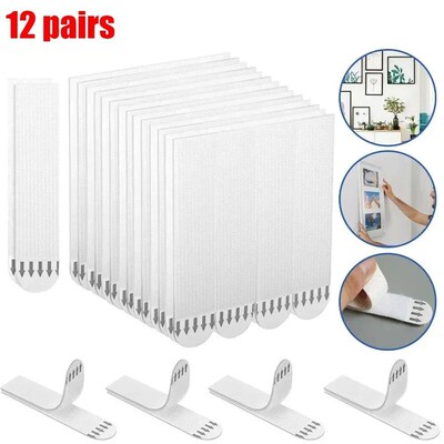 12 Pairs Double-sided Adhesive Strip Non-destructive Hanging