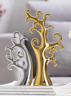 现代装饰品陶瓷工艺品欧式奢华高档玄关柜客厅创意家居摆件摆设品