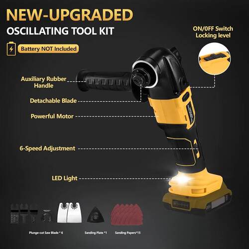 23PCS Oscillating Multi Tool Brushless Multi-Tool Handle 6 V