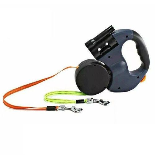 Hot Selling-Auto Retractable Dual Dog Leash With Flashlight