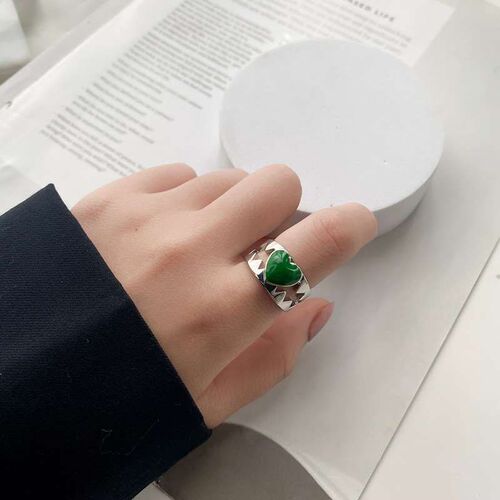 heart-shaped platinum-plated womens ring Ins style ring ni
