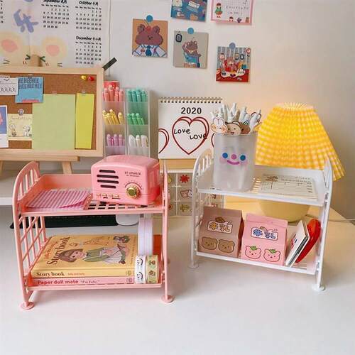 2 Tiers Desk Organizer Storage Holder Desktop Stationery Rak
