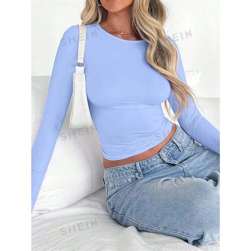 Womens Long Sleeve Shirts Basic Spring Crop ops Fall Fashion