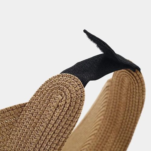 Summer Solid Sun Hat Straw Hat Foldable Top Visor Cap For Wo