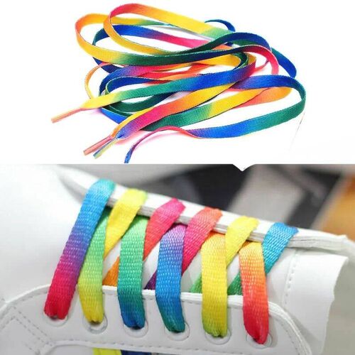 1Pair Colorful Shoelaces Rainbow Gradient Flat Shoe laces Fo