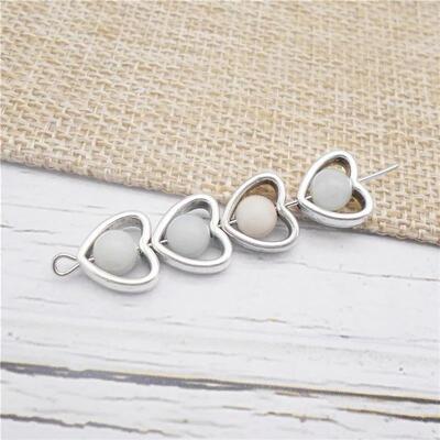 16PCS Alloy Heart Circle Frame Beads Spacer Connectors Charm