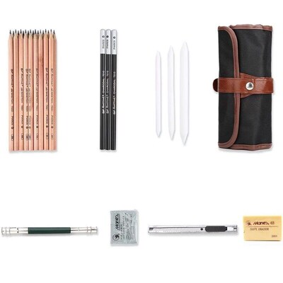 Sketch Pencil Set Professional Drawing Pencil Bag Portable S