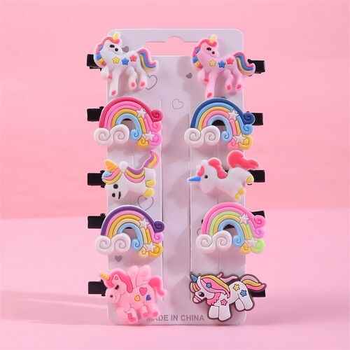 10PCS/Set New Cute Cartoon Unicorn Hair Clips for Girls Colo