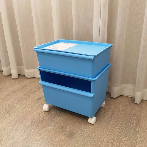 Stackable storage box with wheels/storage box toy storage