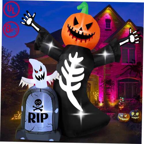 OurWarm Halloween Inflatable Pumpkin Skeleton Tombstone Ghos