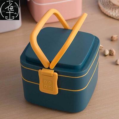 Portable 2 Layer Healthy Lunch Box Food Container Microwave