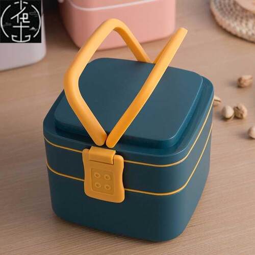 Portable 2 Layer Healthy Lunch Box Food Container Microwave
