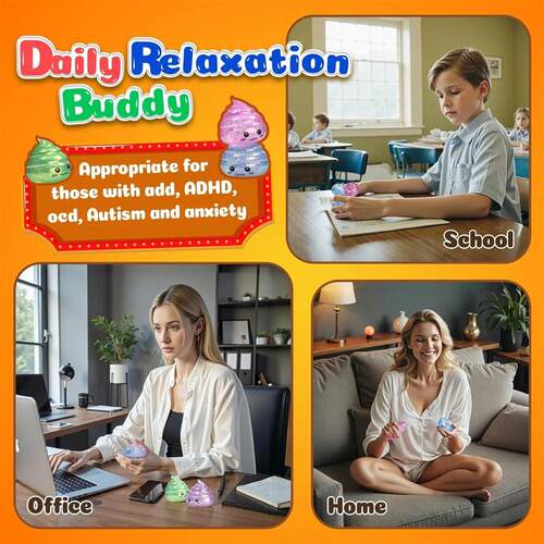 Novelty Squishy Poo Stress Ball Squishies Toys Glitter Funny