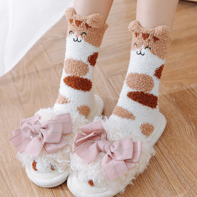 Cat Ears Socks Womens Cartoon Warm Socks Winter Thickness S