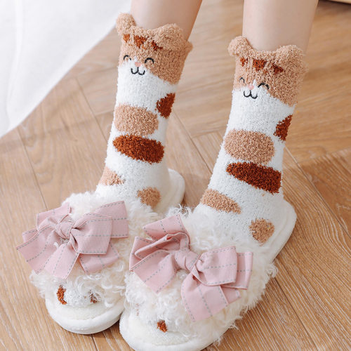 Cat Ears Socks Womens Cartoon Warm Socks Winter Thickness S