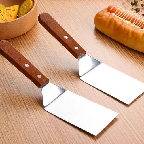 1pc Stainless Steel Wooden Handle Frying Shovel Cooking Shov