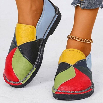 Women Loafers Patches Stitching Flat Shoes Woman Summer Flat