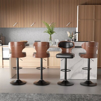 Bar Stool 2Pcs Set Backrest Footstool Dining Chair Solid Woo