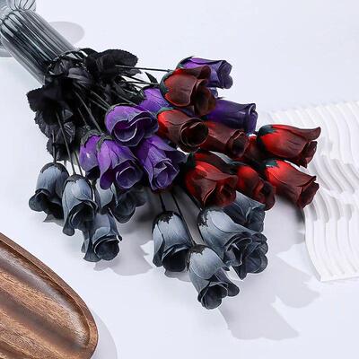 Black Artificial Rose Flower Gothic Style Simulation Flowers