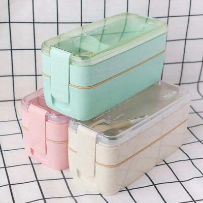 Kitchen 750ml Microwave Lunch Box Wheat Straw Dinnerware Foo