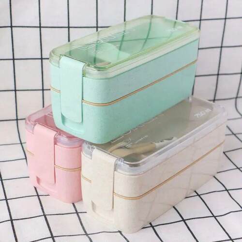 Kitchen 750ml Microwave Lunch Box Wheat Straw Dinnerware Foo