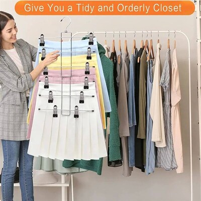 6 Layer Clothes Hangers Multilayer Skirt Trouser Hanger for