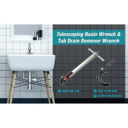 Telescoping Basin Wrench,1-1/4In To 2-1/2In Jaw Capacity