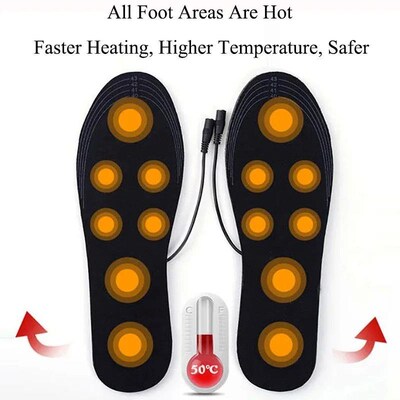 1 Pair USB Heated Shoe Insoles Foot Warming Pad Feet Warmer