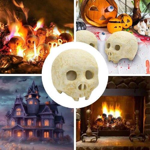 2Pcs Halloween Fire Pit Skulls Ceramic Simulation Skull
