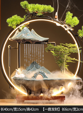 玄关陶瓷流水景喷泉假山生招财水轮客厅办公室茶桌开业礼前台摆件