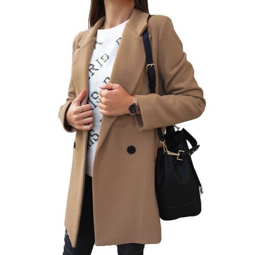 2023 Autumn/Winter Solid Color Long sleeved Double breasted