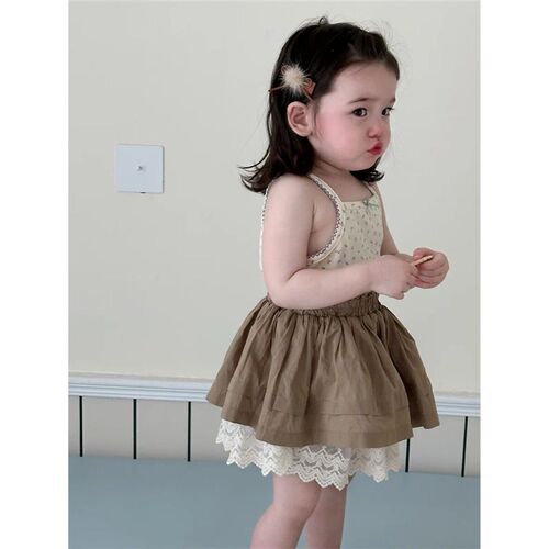 2024 Summer New Baby Girl Cute Lace Skirts Solid Versatile I