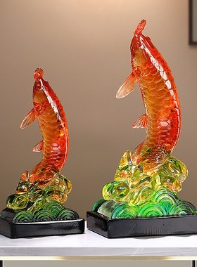招财水晶龙鱼摆件客厅电视柜酒柜桌面装饰品公司乔迁开业礼品202
