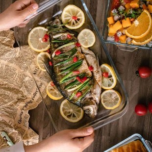 tempered glass dish microwave oven pan risotto dish rectan